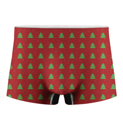 8-Bit Pixel Christmas Tree Pattern Print Men's Boxer Briefs