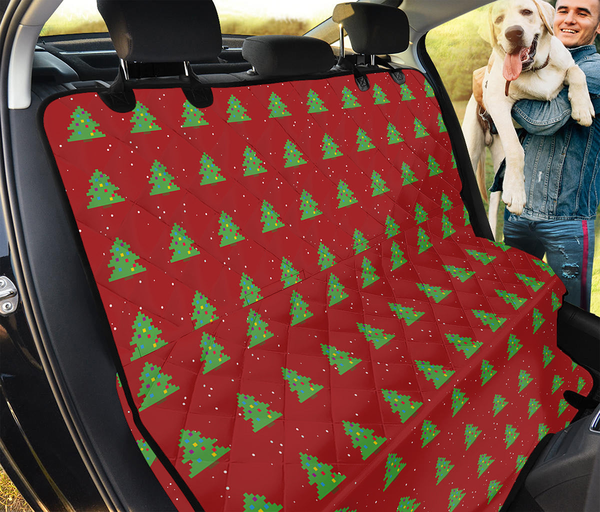 8-Bit Pixel Christmas Tree Pattern Print Pet Car Back Seat Cover