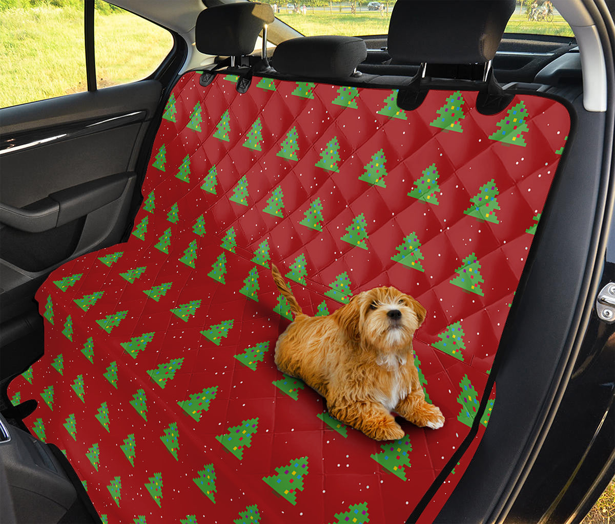 8-Bit Pixel Christmas Tree Pattern Print Pet Car Back Seat Cover