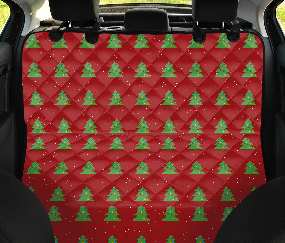 8-Bit Pixel Christmas Tree Pattern Print Pet Car Back Seat Cover