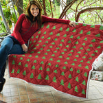 8-Bit Pixel Christmas Tree Pattern Print Quilt