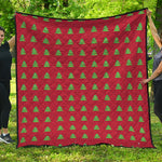 8-Bit Pixel Christmas Tree Pattern Print Quilt