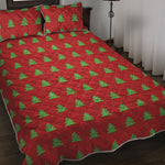 8-Bit Pixel Christmas Tree Pattern Print Quilt Bed Set