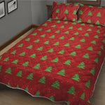 8-Bit Pixel Christmas Tree Pattern Print Quilt Bed Set