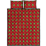 8-Bit Pixel Christmas Tree Pattern Print Quilt Bed Set