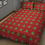8-Bit Pixel Christmas Tree Pattern Print Quilt Bed Set