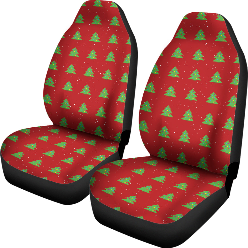 8-Bit Pixel Christmas Tree Pattern Print Universal Fit Car Seat Covers
