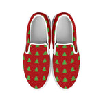 8-Bit Pixel Christmas Tree Pattern Print White Slip On Shoes
