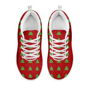 8-Bit Pixel Christmas Tree Pattern Print White Sneakers