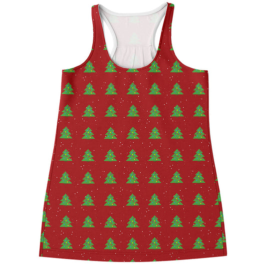 8-Bit Pixel Christmas Tree Pattern Print Women's Racerback Tank Top