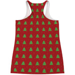 8-Bit Pixel Christmas Tree Pattern Print Women's Racerback Tank Top
