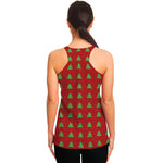 8-Bit Pixel Christmas Tree Pattern Print Women's Racerback Tank Top