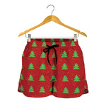 8-Bit Pixel Christmas Tree Pattern Print Women's Shorts