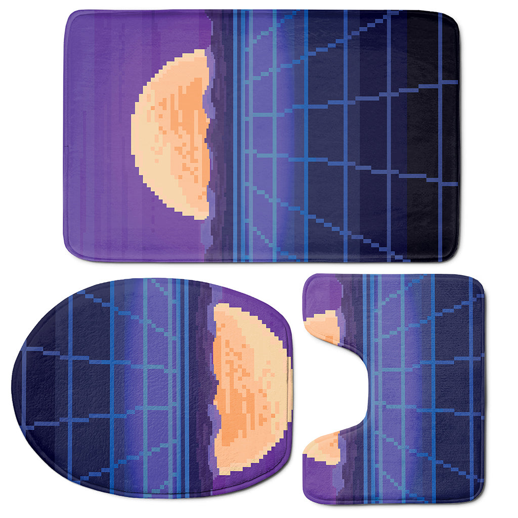8-Bit Pixel Digital Landscape Print 3 Piece Bath Mat Set