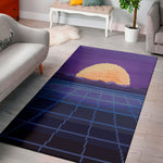 8-Bit Pixel Digital Landscape Print Area Rug