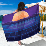 8-Bit Pixel Digital Landscape Print Beach Sarong Wrap