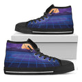 8-Bit Pixel Digital Landscape Print Black High Top Sneakers