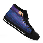 8-Bit Pixel Digital Landscape Print Black High Top Shoes