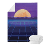 8-Bit Pixel Digital Landscape Print Blanket