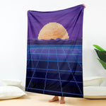 8-Bit Pixel Digital Landscape Print Blanket
