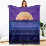 8-Bit Pixel Digital Landscape Print Blanket