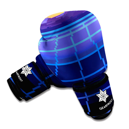 8-Bit Pixel Digital Landscape Print Boxing Gloves