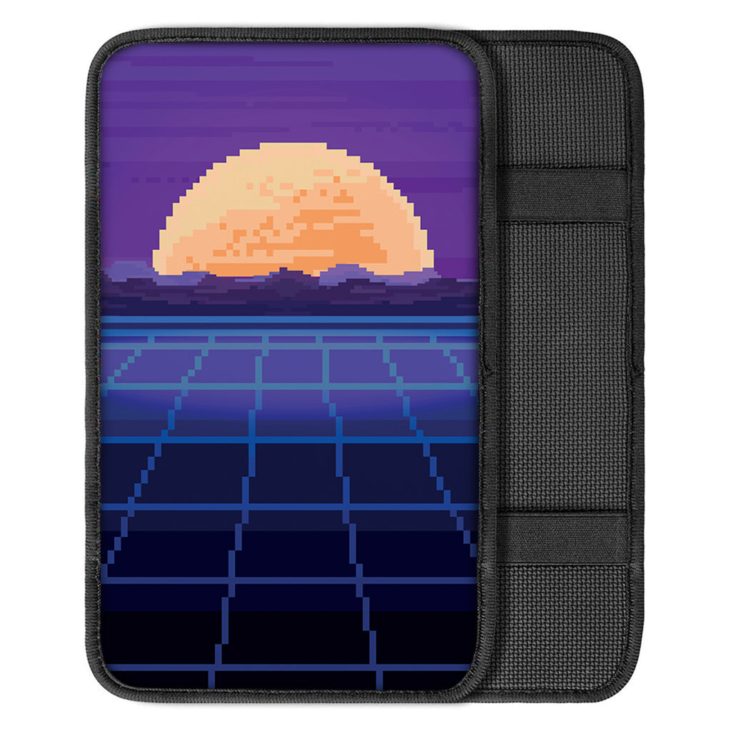 8-Bit Pixel Digital Landscape Print Car Center Console Cover