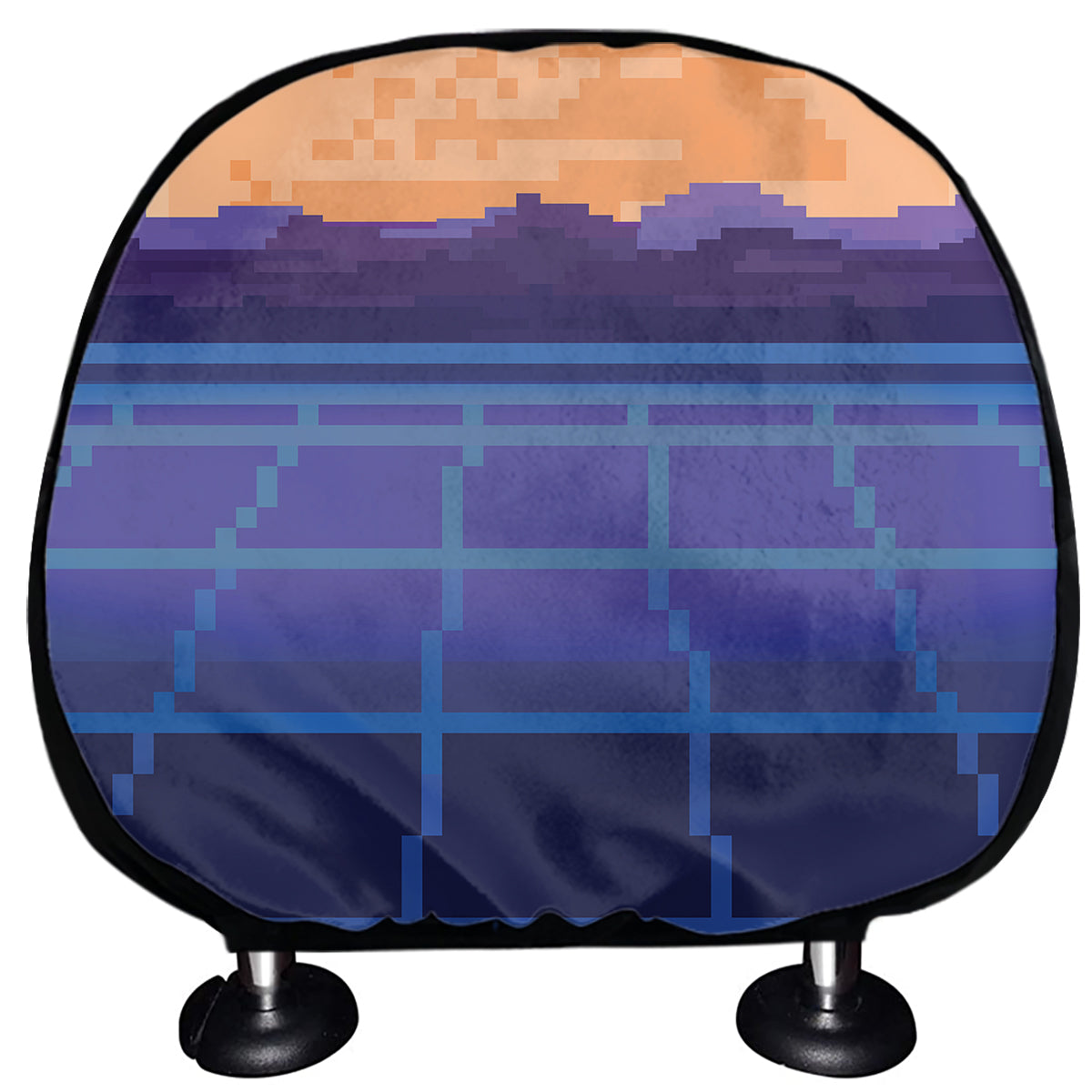 8-Bit Pixel Digital Landscape Print Car Headrest Covers