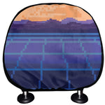 8-Bit Pixel Digital Landscape Print Car Headrest Covers