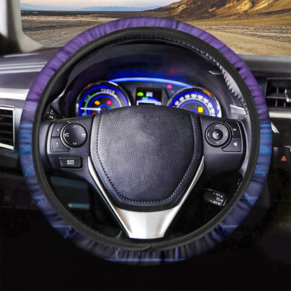 8-Bit Pixel Digital Landscape Print Car Steering Wheel Cover