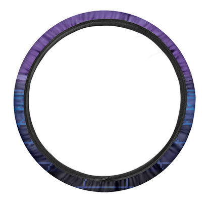 8-Bit Pixel Digital Landscape Print Car Steering Wheel Cover