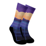 8-Bit Pixel Digital Landscape Print Crew Socks