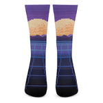 8-Bit Pixel Digital Landscape Print Crew Socks