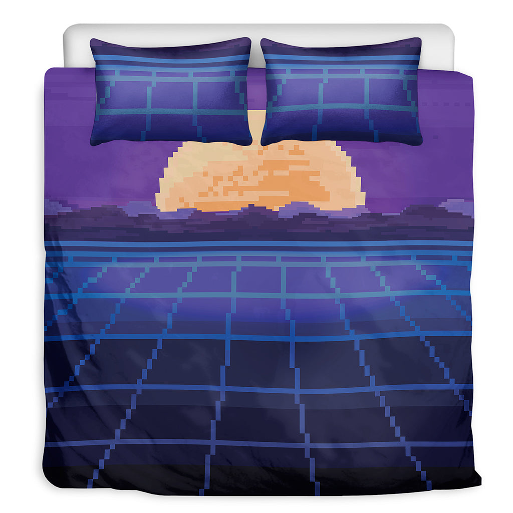 8-Bit Pixel Digital Landscape Print Duvet Cover Bedding Set