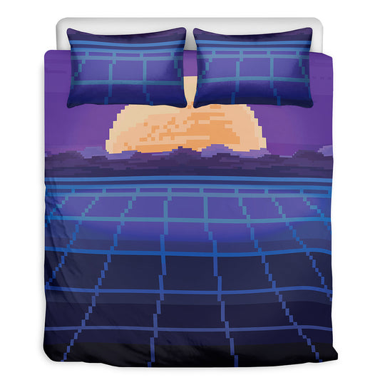 8-Bit Pixel Digital Landscape Print Duvet Cover Bedding Set
