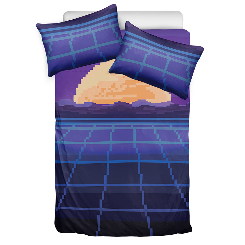 8-Bit Pixel Digital Landscape Print Duvet Cover Bedding Set