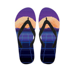 8-Bit Pixel Digital Landscape Print Flip Flops
