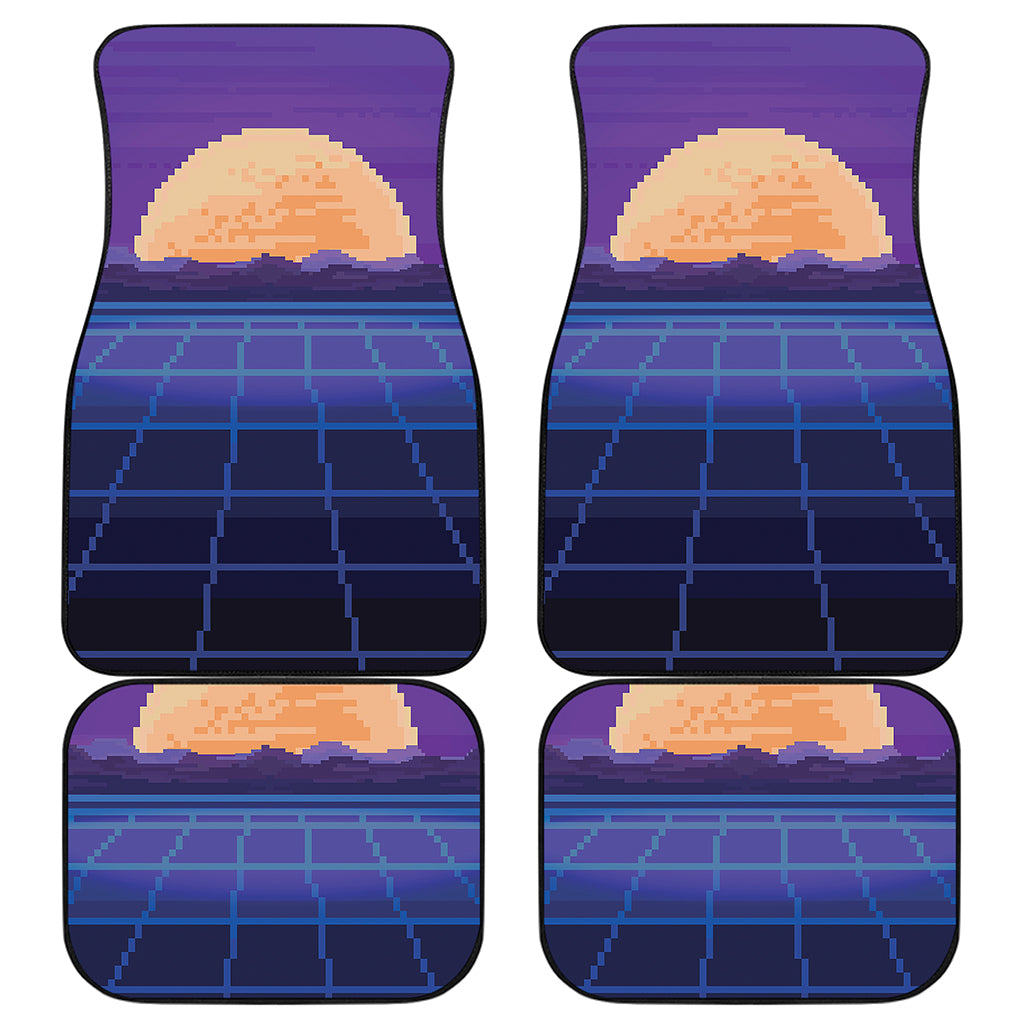 8-Bit Pixel Digital Landscape Print Front and Back Car Floor Mats