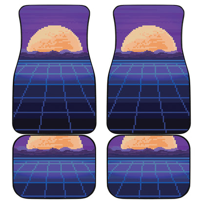 8-Bit Pixel Digital Landscape Print Front and Back Car Floor Mats