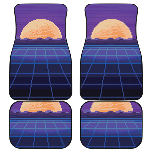 8-Bit Pixel Digital Landscape Print Front and Back Car Floor Mats