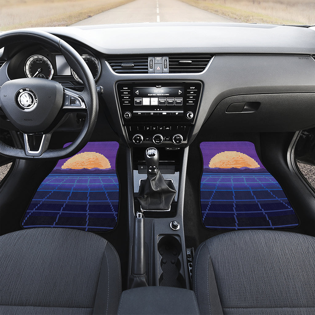 8-Bit Pixel Digital Landscape Print Front Car Floor Mats
