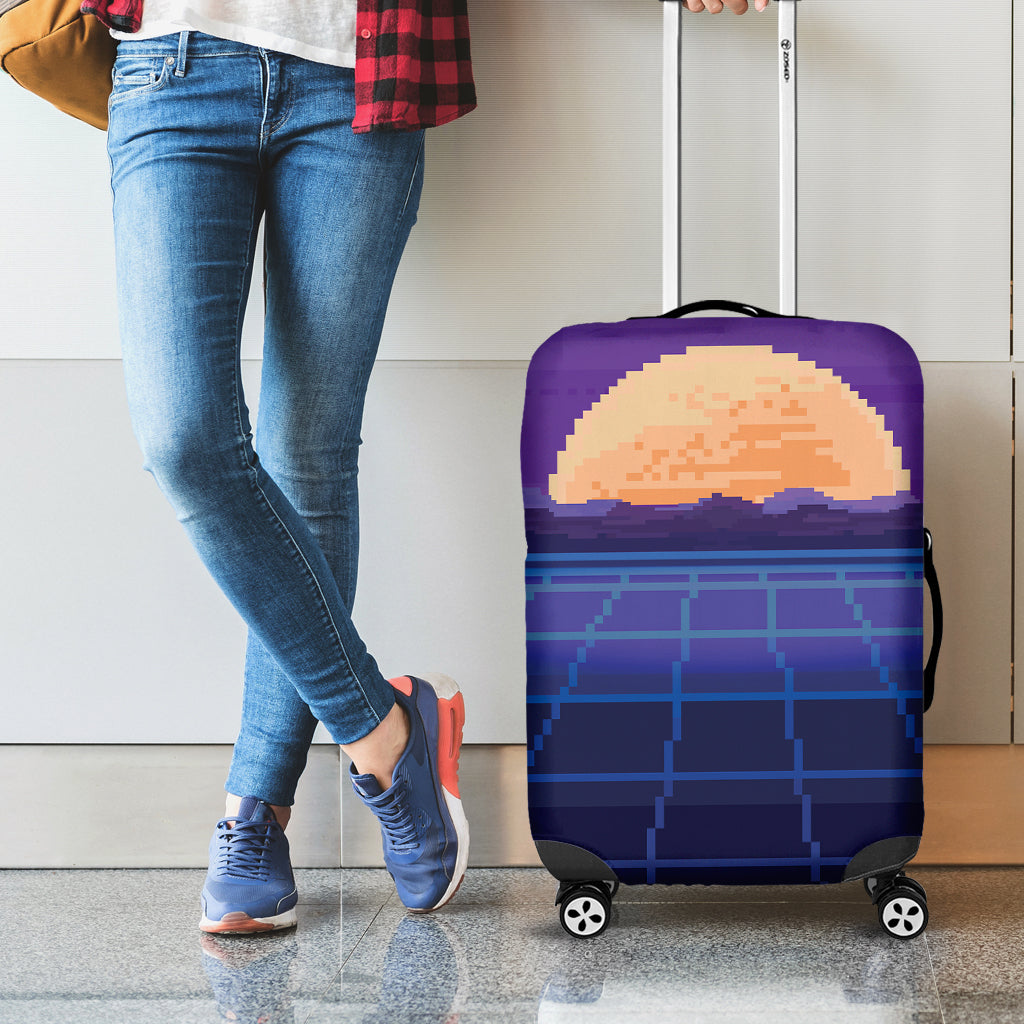 8-Bit Pixel Digital Landscape Print Luggage Cover