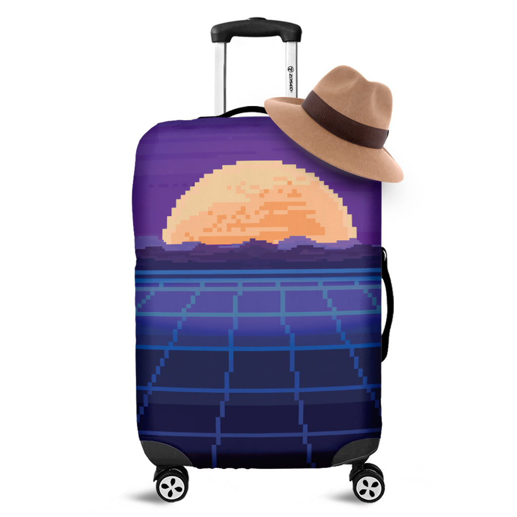 8-Bit Pixel Digital Landscape Print Luggage Cover