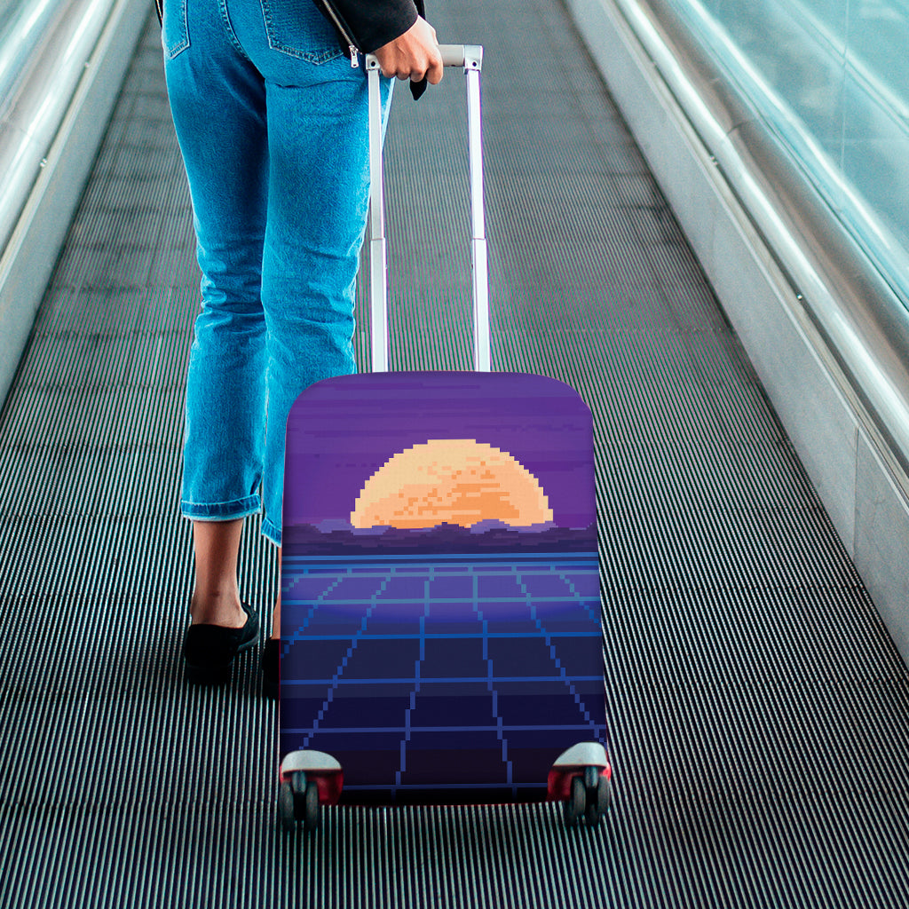 8-Bit Pixel Digital Landscape Print Luggage Cover