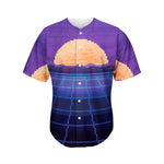 8-Bit Pixel Digital Landscape Print Men's Baseball Jersey