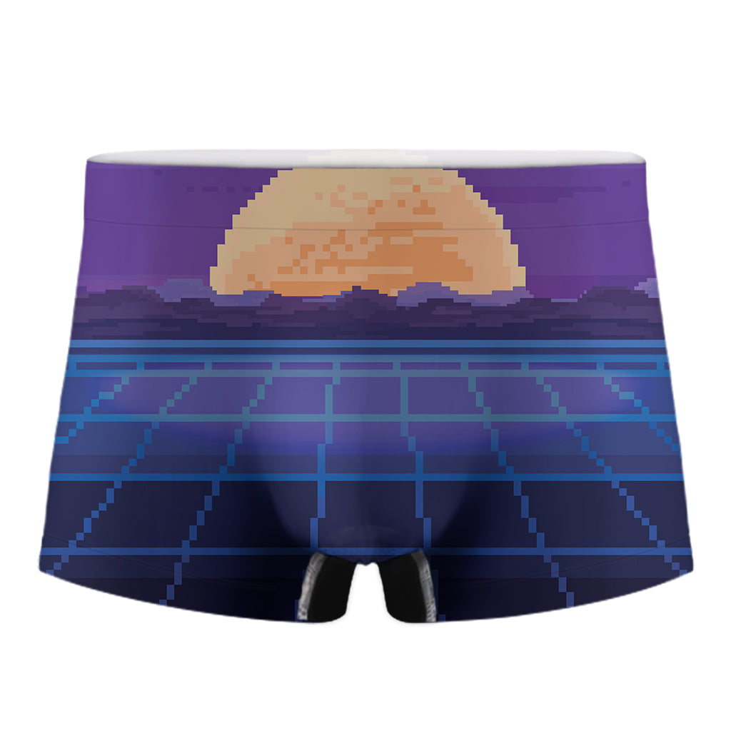 8-Bit Pixel Digital Landscape Print Men's Boxer Briefs
