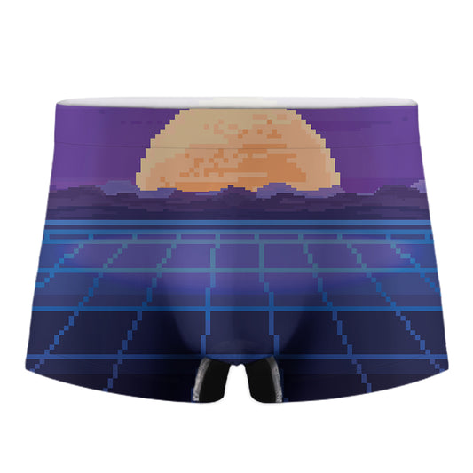 8-Bit Pixel Digital Landscape Print Men's Boxer Briefs