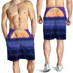8-Bit Pixel Digital Landscape Print Men's Shorts