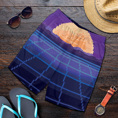 8-Bit Pixel Digital Landscape Print Men's Shorts