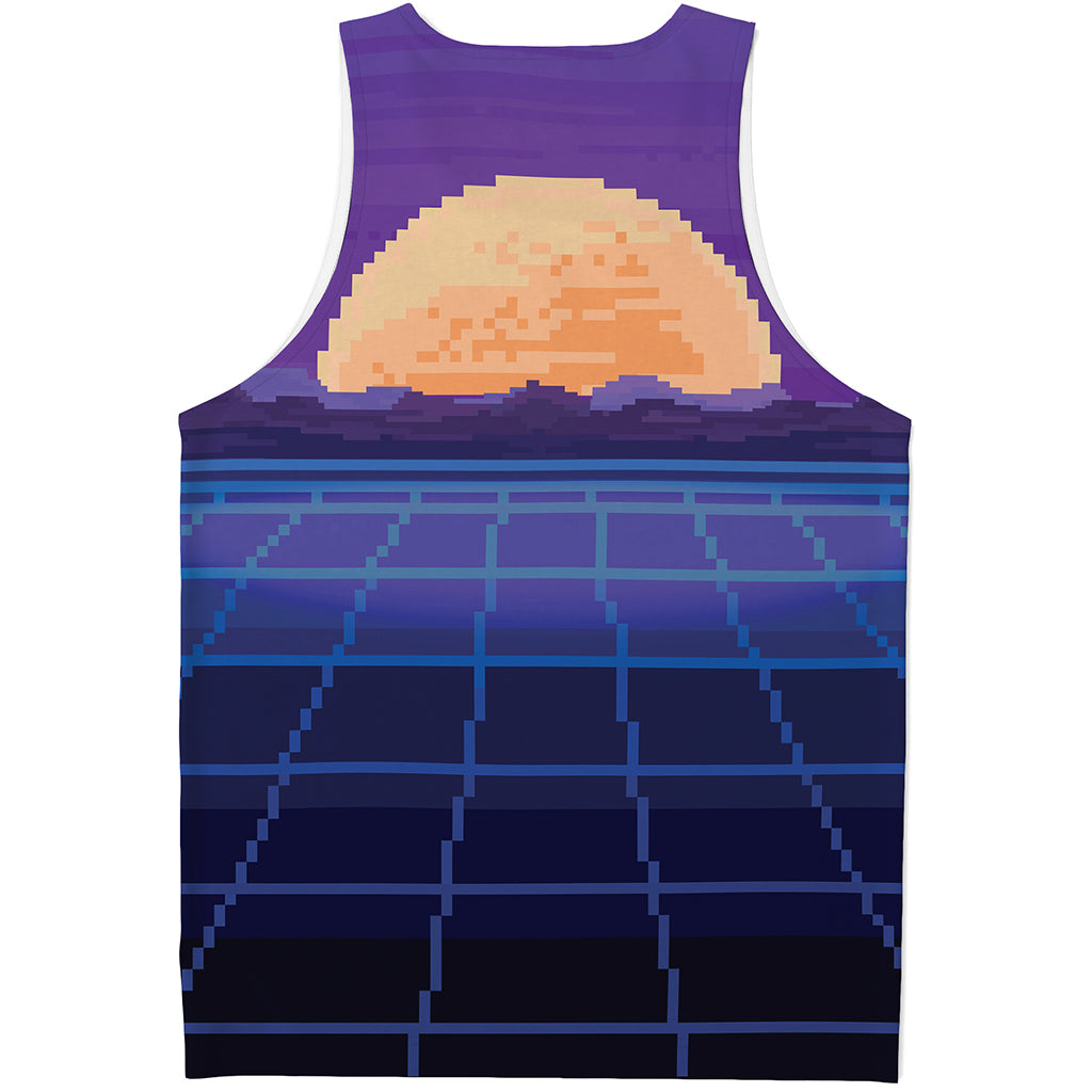 8-Bit Pixel Digital Landscape Print Men's Tank Top